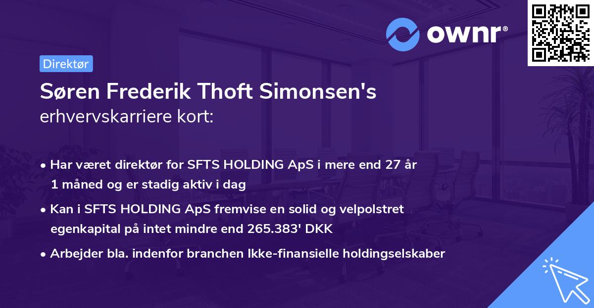 Søren Frederik Thoft Simonsen's erhvervskarriere kort