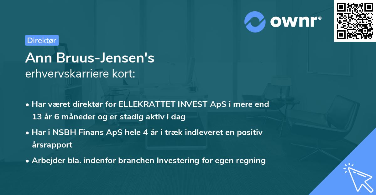 Ann Bruus-Jensen's erhvervskarriere kort