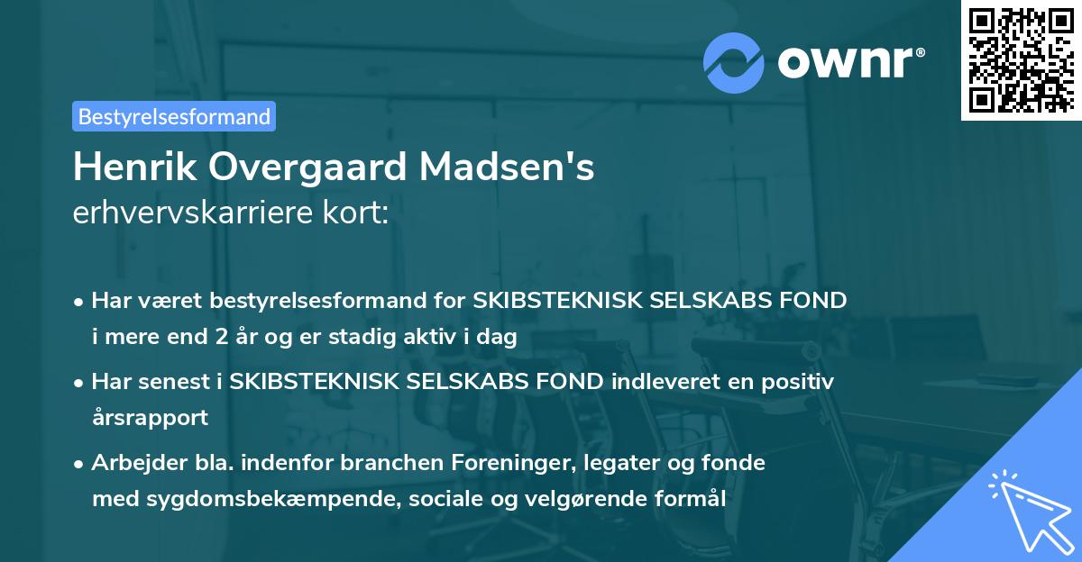 Henrik Overgaard Madsen's erhvervskarriere kort