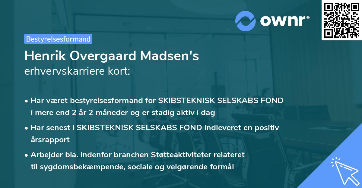 Henrik Overgaard Madsen's erhvervskarriere kort