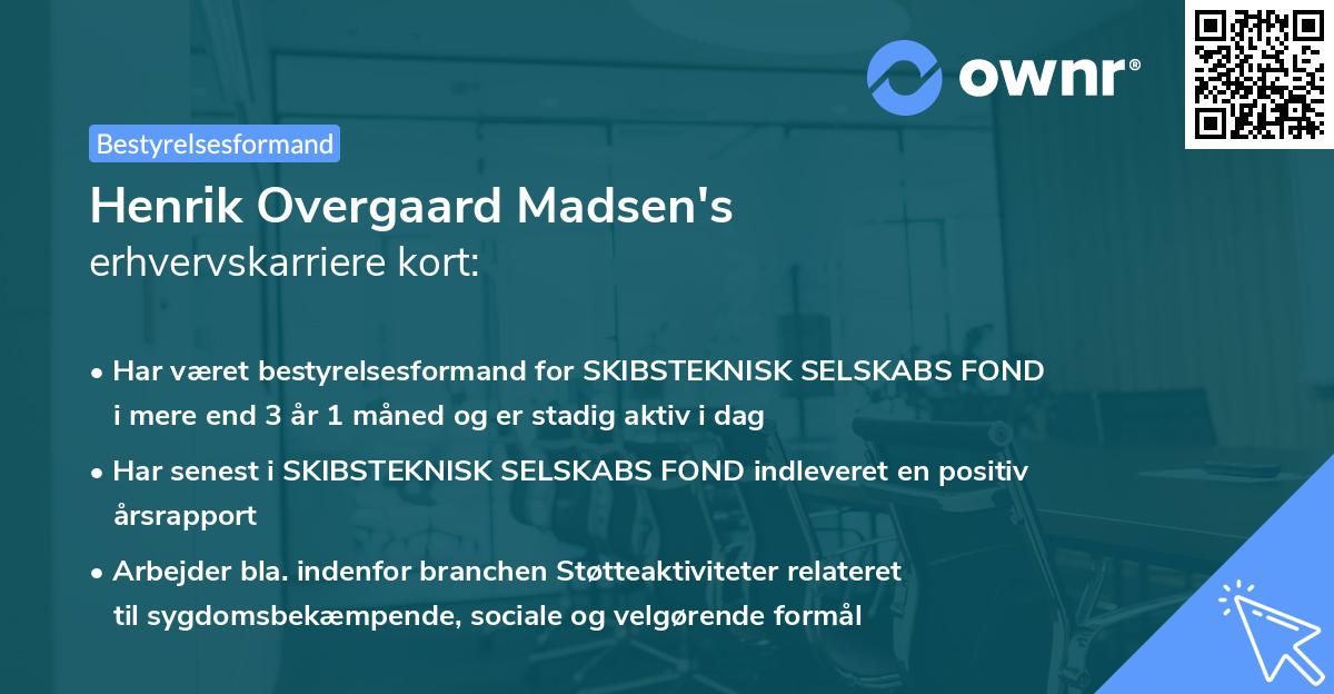Henrik Overgaard Madsen's erhvervskarriere kort
