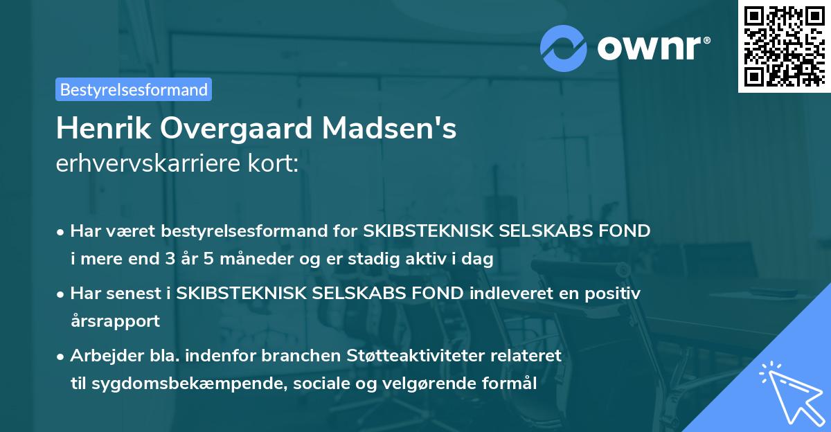 Henrik Overgaard Madsen's erhvervskarriere kort