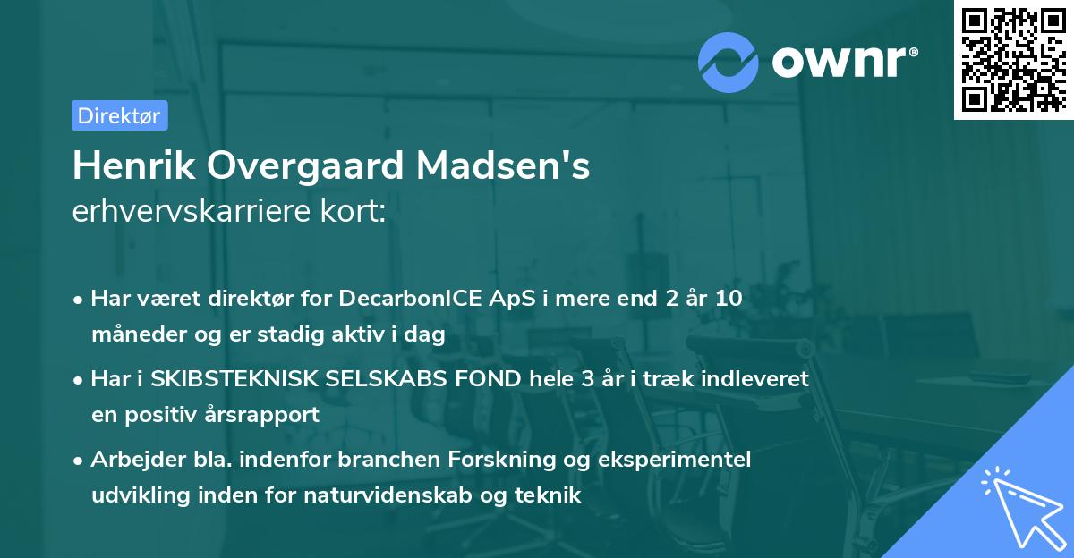 Henrik Overgaard Madsen's erhvervskarriere kort