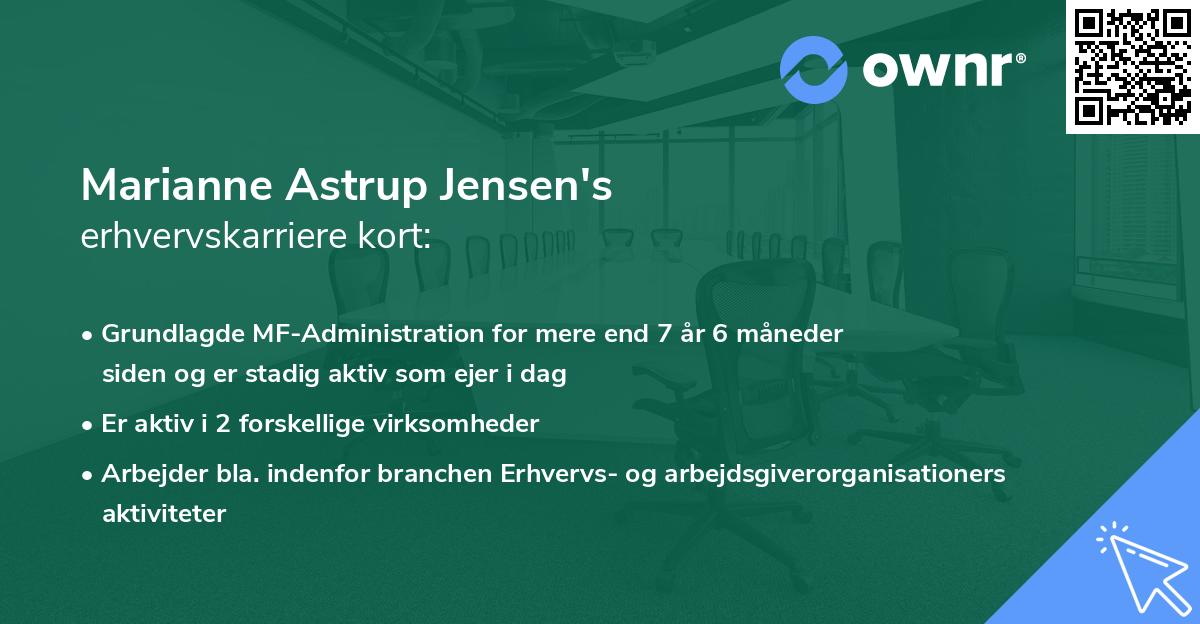 Marianne Astrup Jensen's erhvervskarriere kort