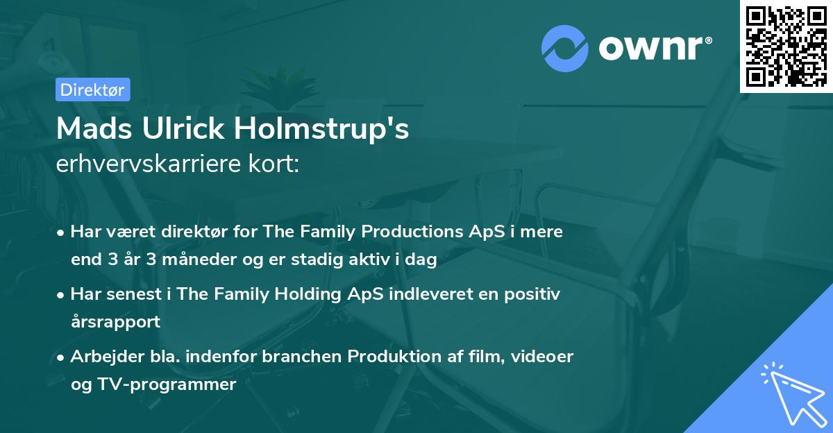 Mads Ulrick Holmstrup's erhvervskarriere kort