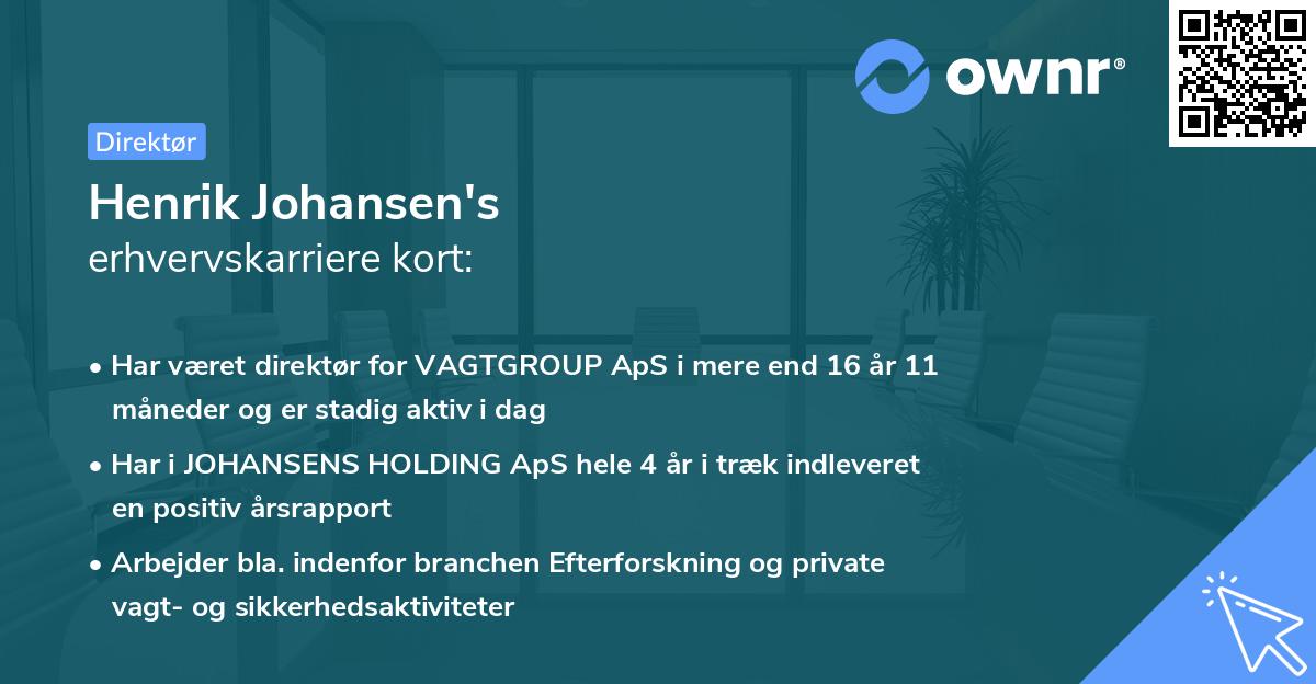 Henrik Johansen's erhvervskarriere kort