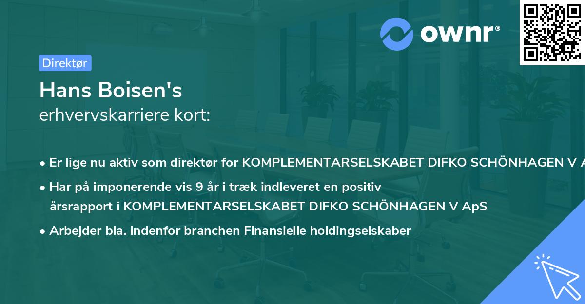 Hans Boisen's erhvervskarriere kort
