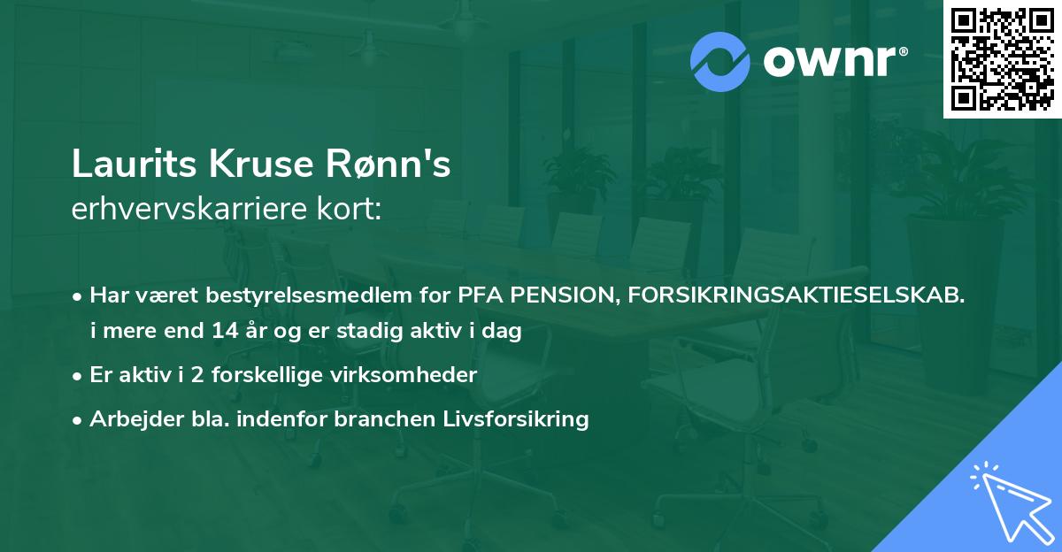 Laurits Kruse Rønn's erhvervskarriere kort