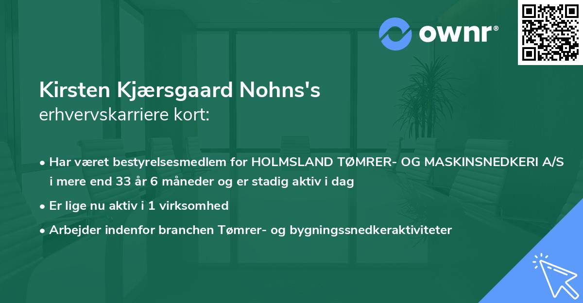 Kirsten Kjærsgaard Nohns's erhvervskarriere kort