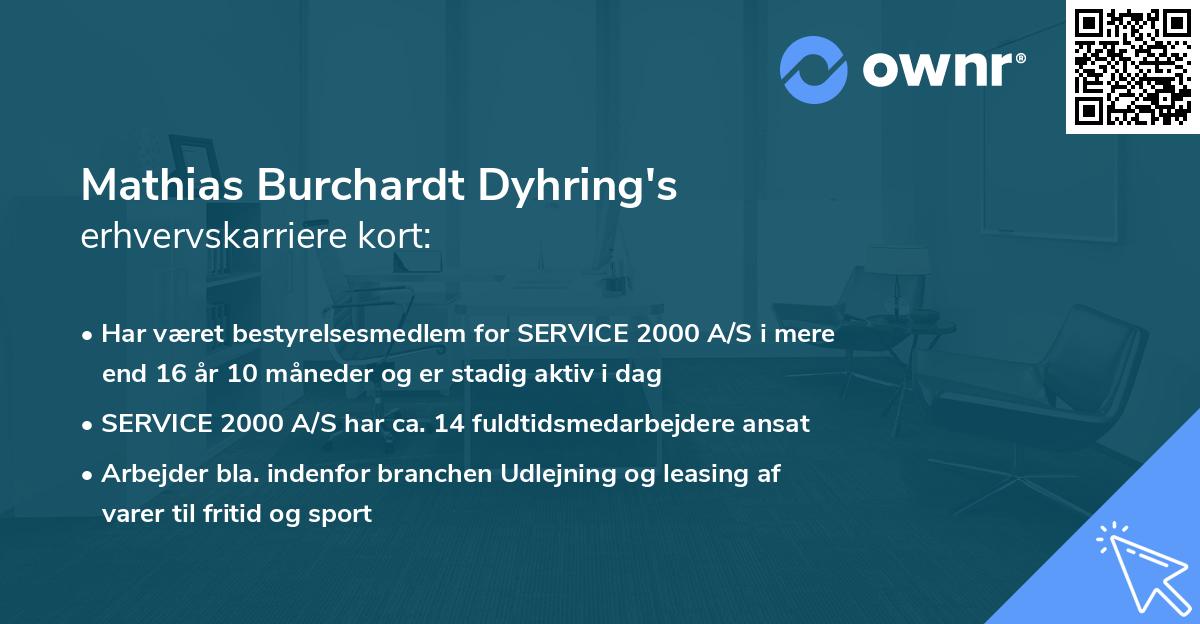 Mathias Burchardt Dyhring's erhvervskarriere kort