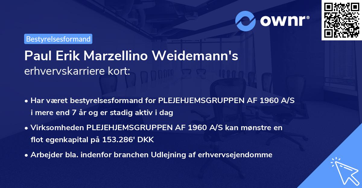 Paul Erik Marzellino Weidemann's erhvervskarriere kort