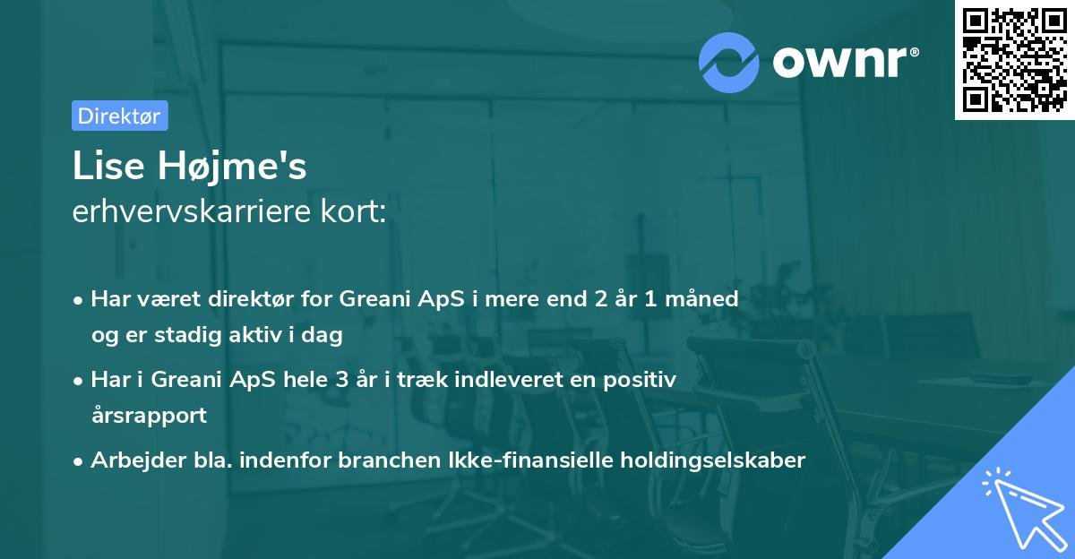 Lise Højme's erhvervskarriere kort