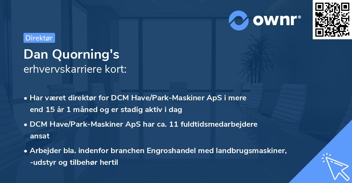 Dan Quorning's erhvervskarriere kort