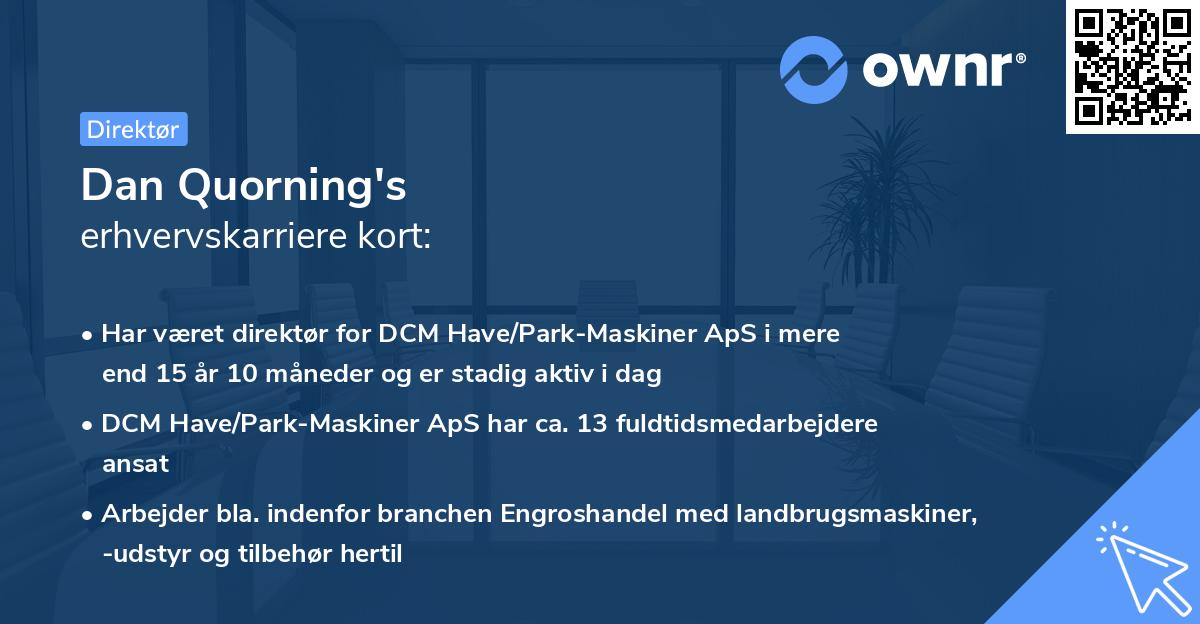 Dan Quorning's erhvervskarriere kort