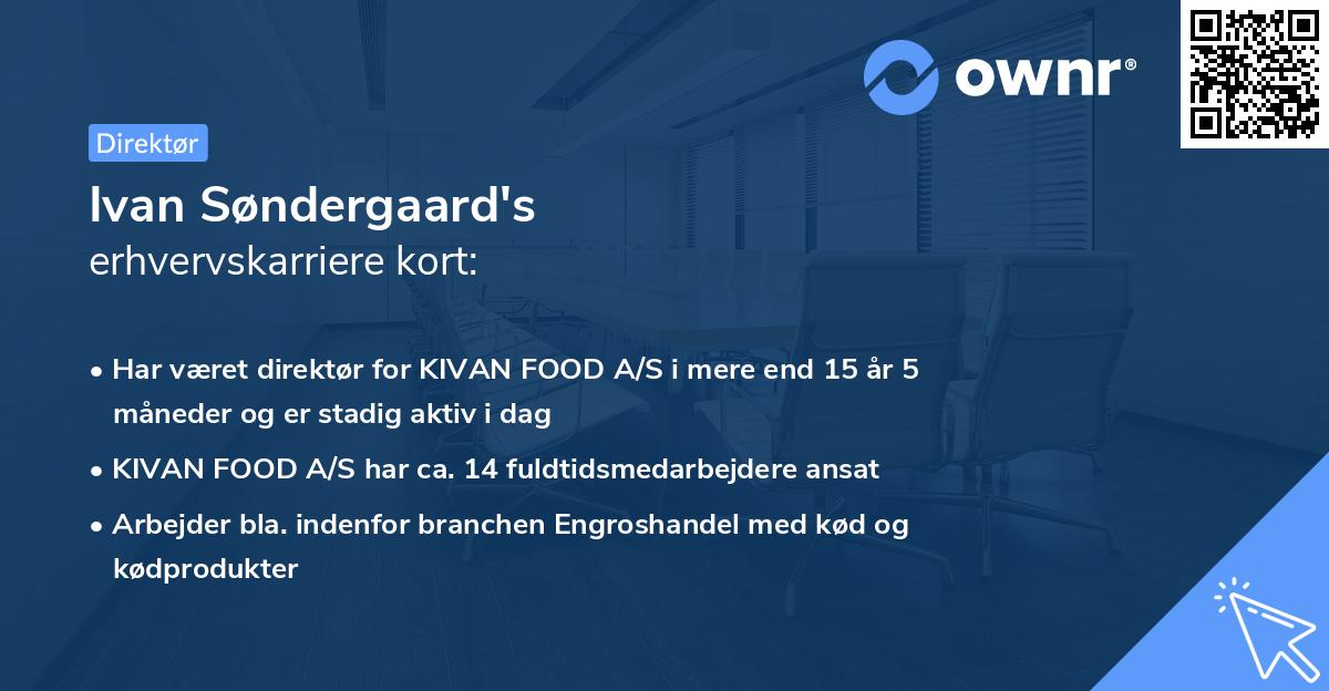 Ivan Søndergaard's erhvervskarriere kort