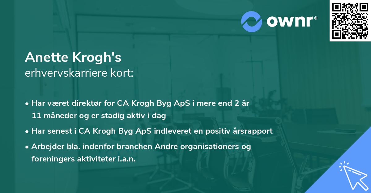 Anette Krogh's erhvervskarriere kort