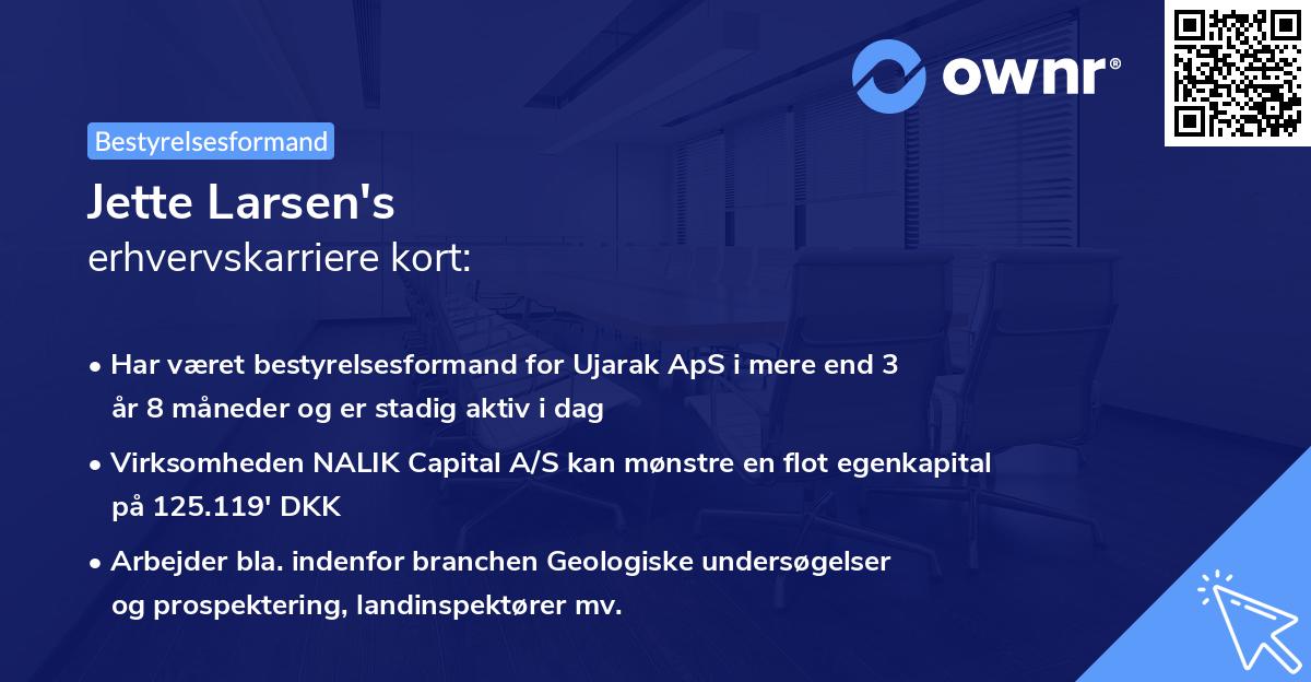 Jette Larsen's erhvervskarriere kort