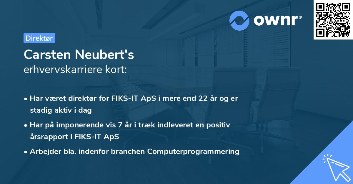 Carsten Neubert's erhvervskarriere kort