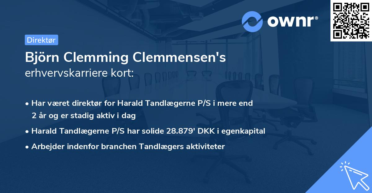 Björn Clemming Clemmensen's erhvervskarriere kort