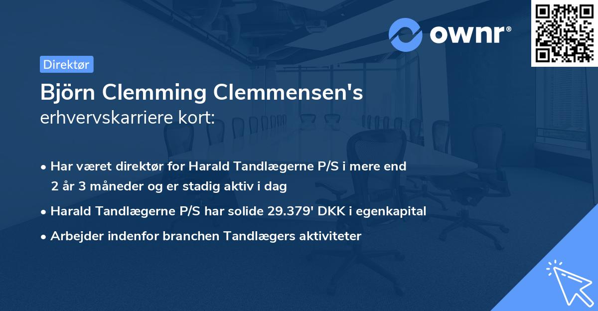 Björn Clemming Clemmensen's erhvervskarriere kort