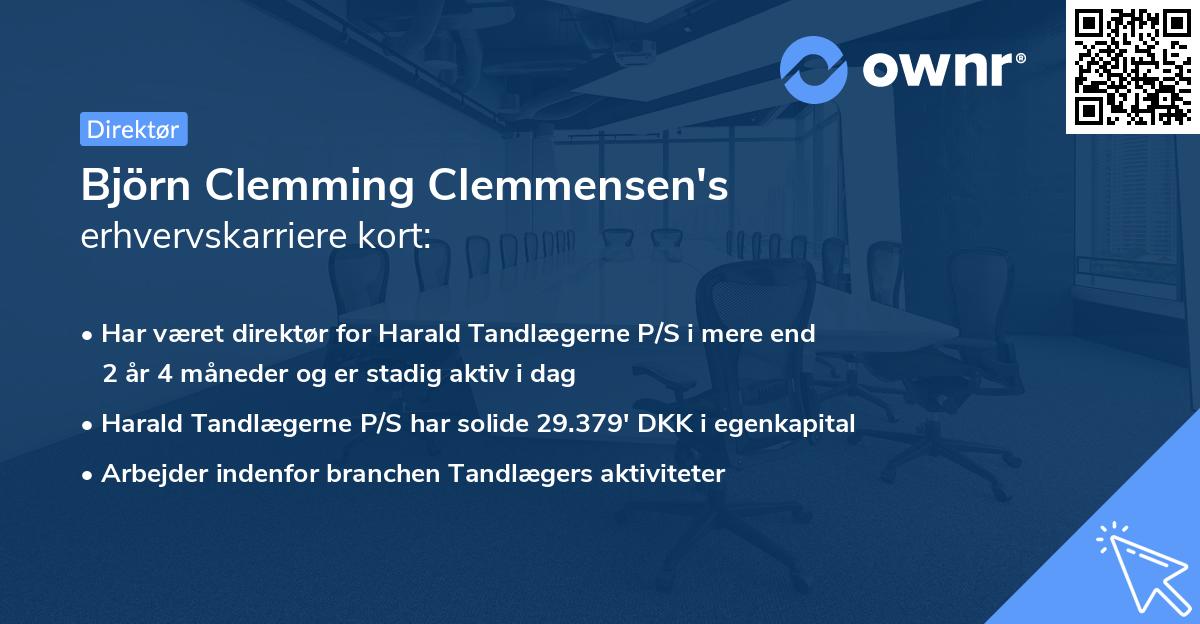Björn Clemming Clemmensen's erhvervskarriere kort