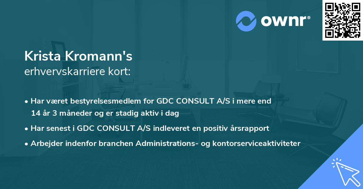 Krista Kromann's erhvervskarriere kort
