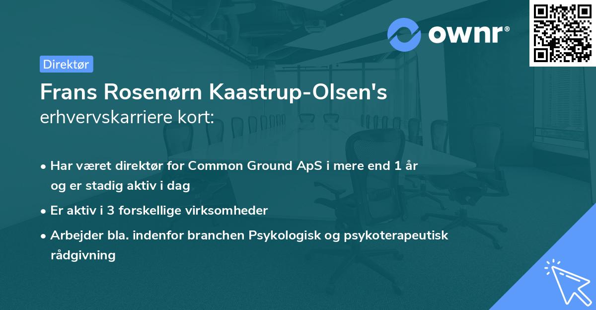 Frans Rosenørn Kaastrup-Olsen's erhvervskarriere kort