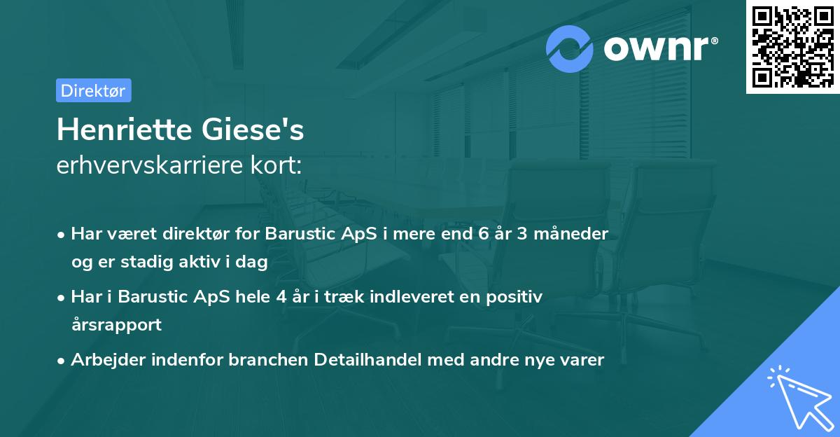 Henriette Giese's erhvervskarriere kort