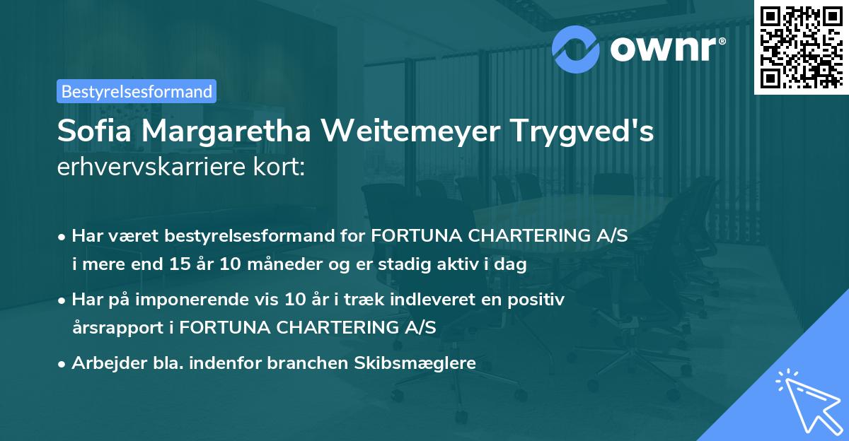 Sofia Margaretha Weitemeyer Trygved's erhvervskarriere kort