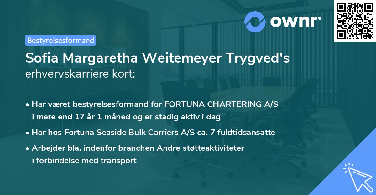 Sofia Margaretha Weitemeyer Trygved's erhvervskarriere kort