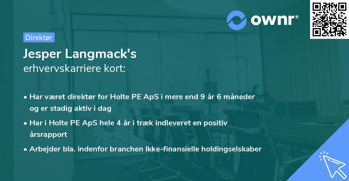 Jesper Langmack's erhvervskarriere kort