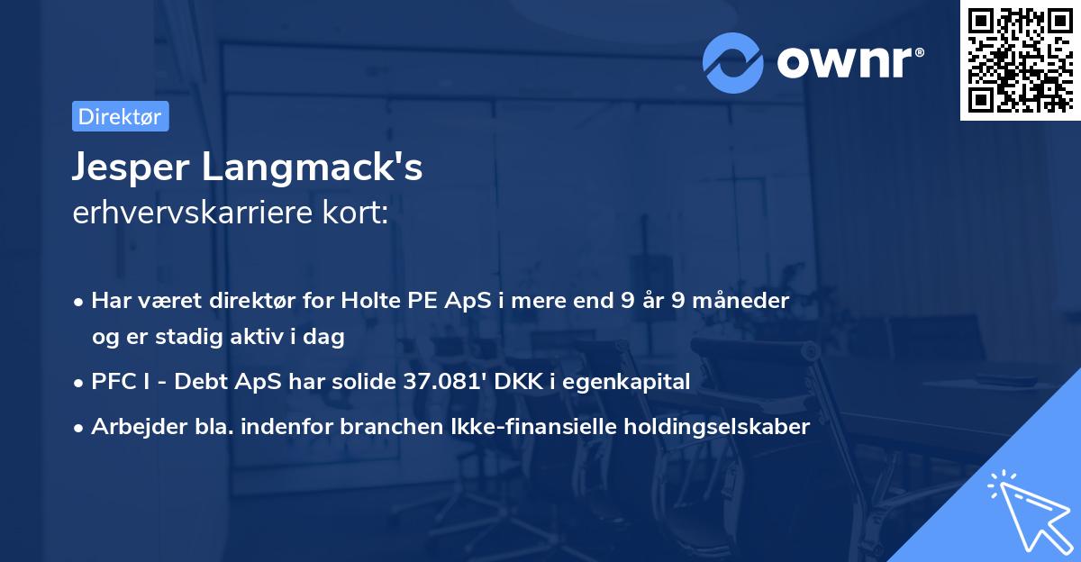 Jesper Langmack's erhvervskarriere kort