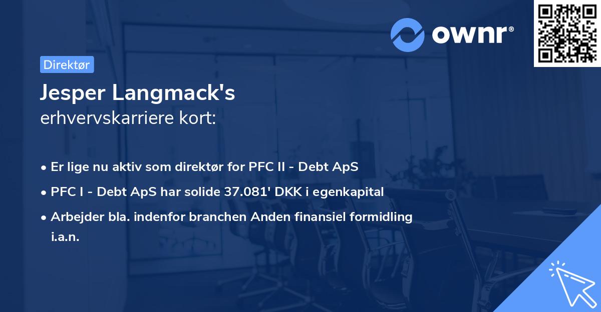 Jesper Langmack's erhvervskarriere kort
