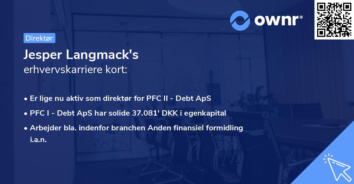 Jesper Langmack's erhvervskarriere kort