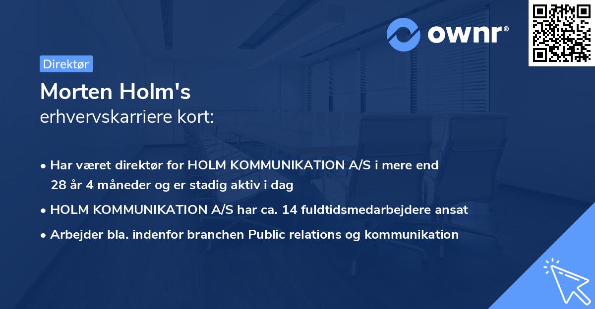 Morten Holm's erhvervskarriere kort