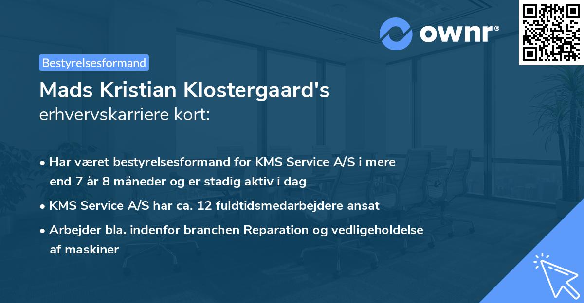 Mads Kristian Klostergaard's erhvervskarriere kort