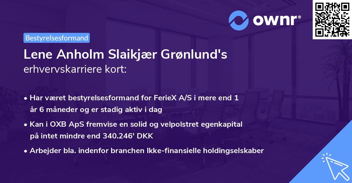 Lene Anholm Slaikjær Grønlund's erhvervskarriere kort