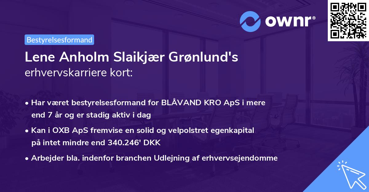 Lene Anholm Slaikjær Grønlund's erhvervskarriere kort