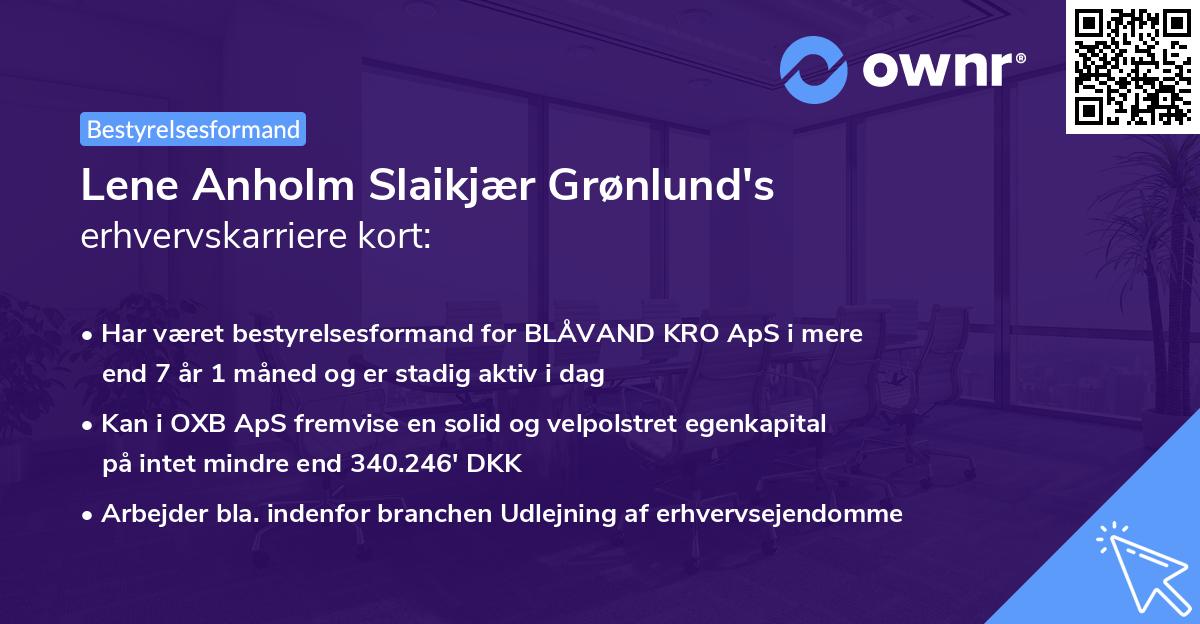Lene Anholm Slaikjær Grønlund's erhvervskarriere kort