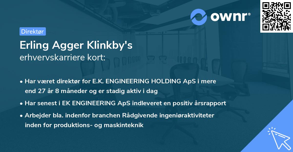 Erling Agger Klinkby's erhvervskarriere kort
