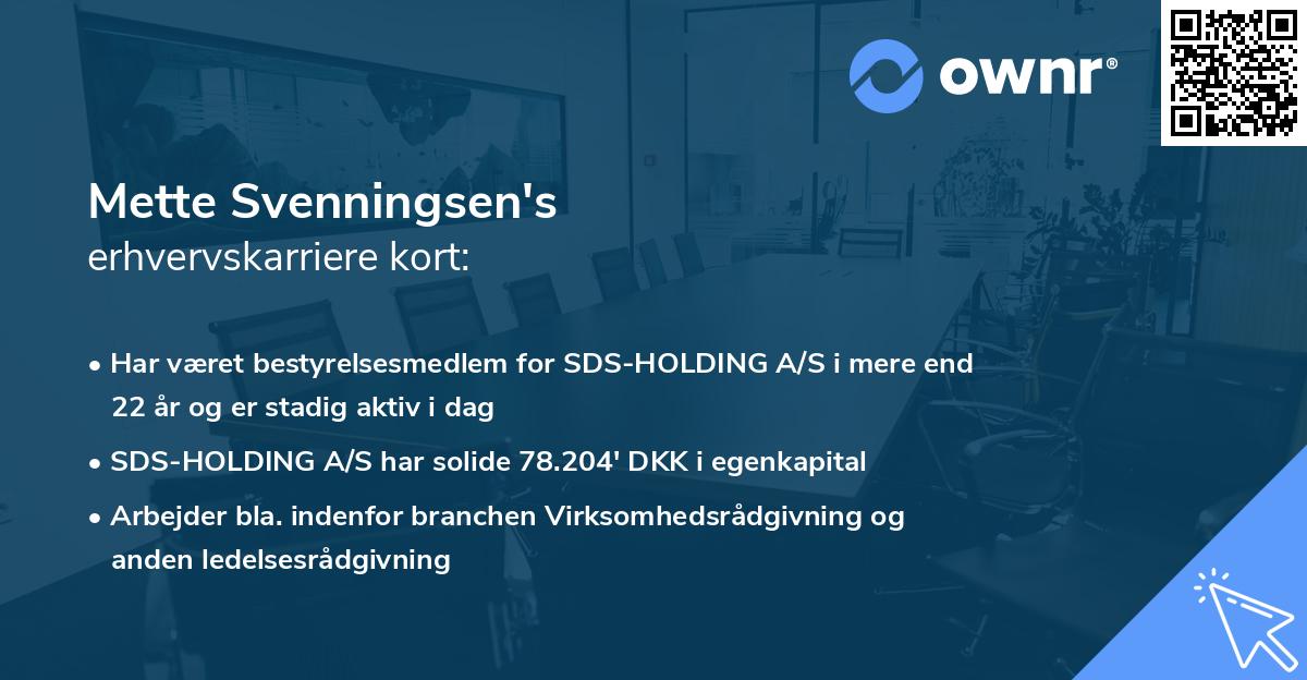 Mette Svenningsen's erhvervskarriere kort