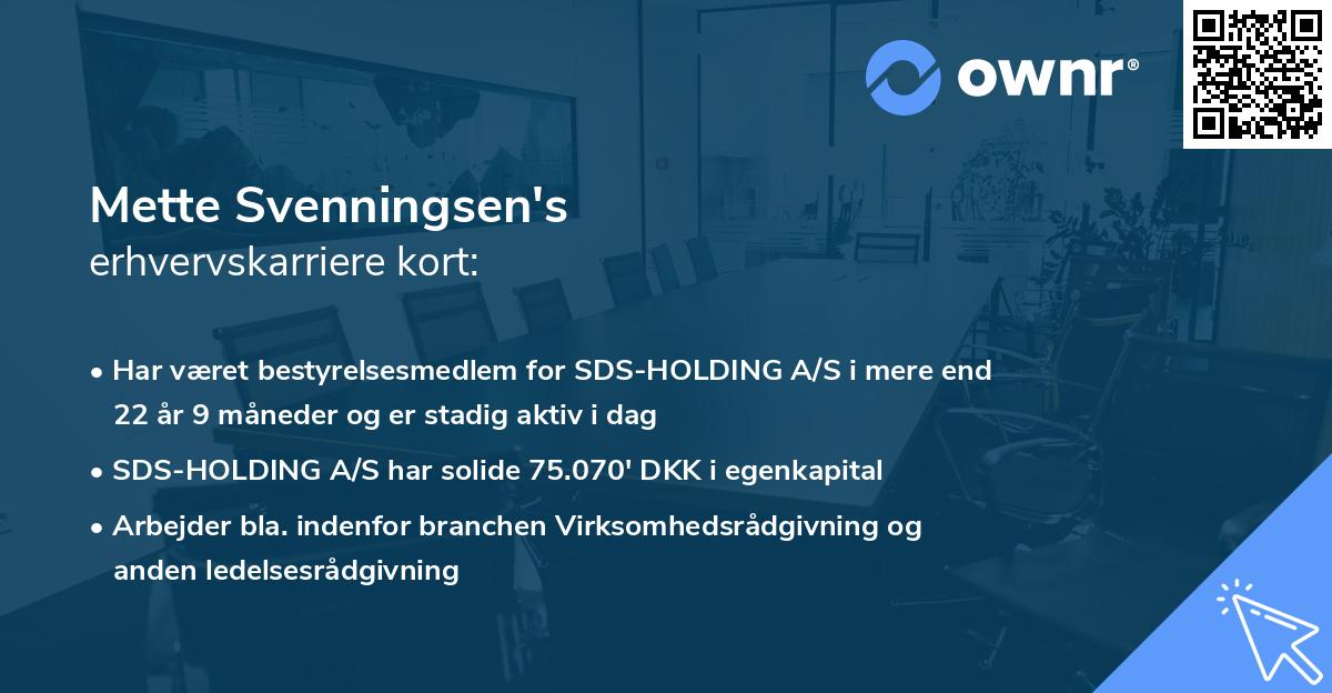 Mette Svenningsen's erhvervskarriere kort