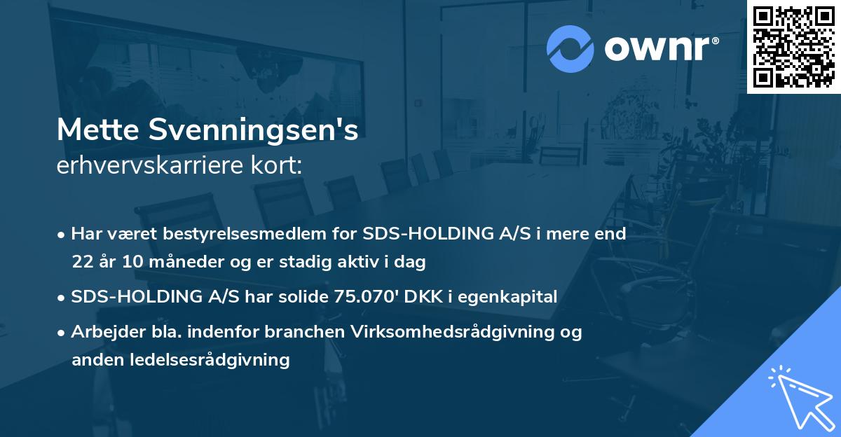 Mette Svenningsen's erhvervskarriere kort