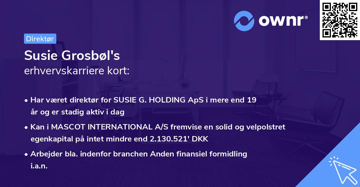 Susie Grosbøl's erhvervskarriere kort