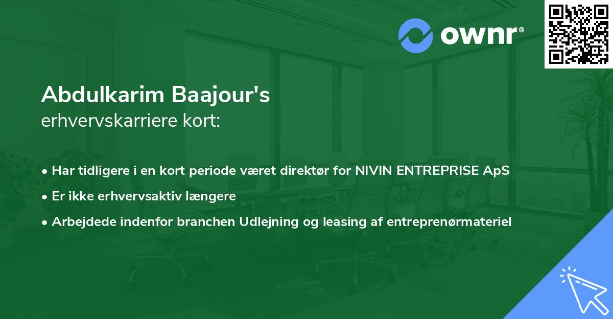 Abdulkarim Baajour's erhvervskarriere kort