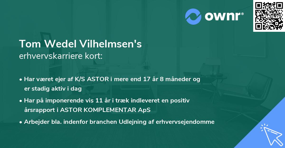 Tom Wedel Vilhelmsen's erhvervskarriere kort