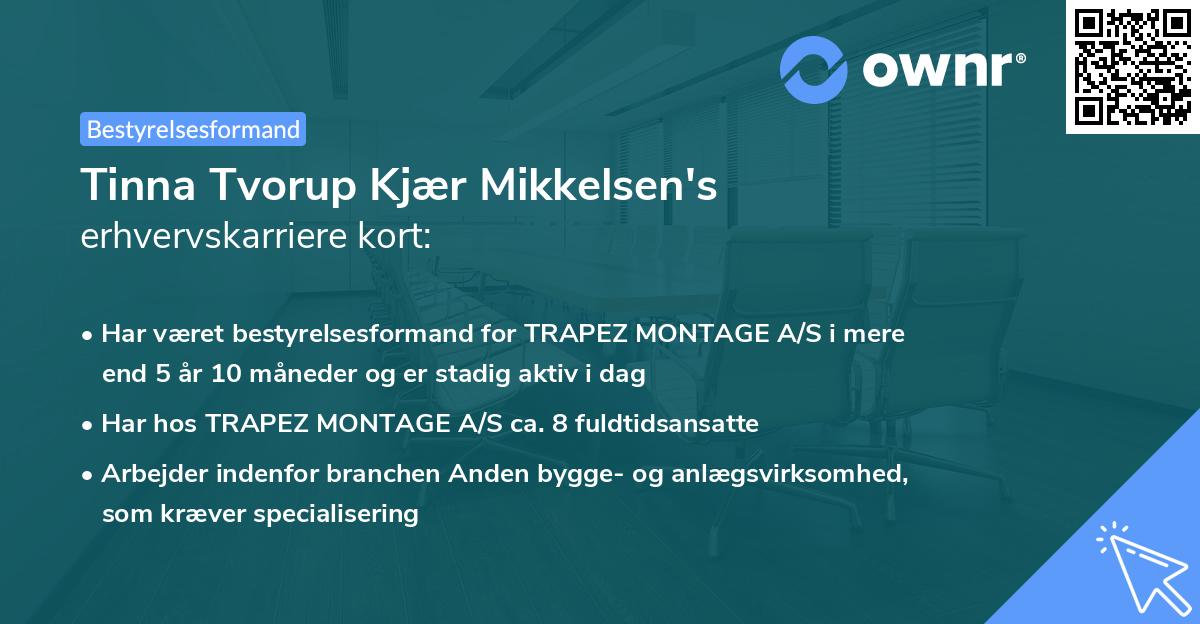 Tinna Tvorup Kjær Mikkelsen's erhvervskarriere kort