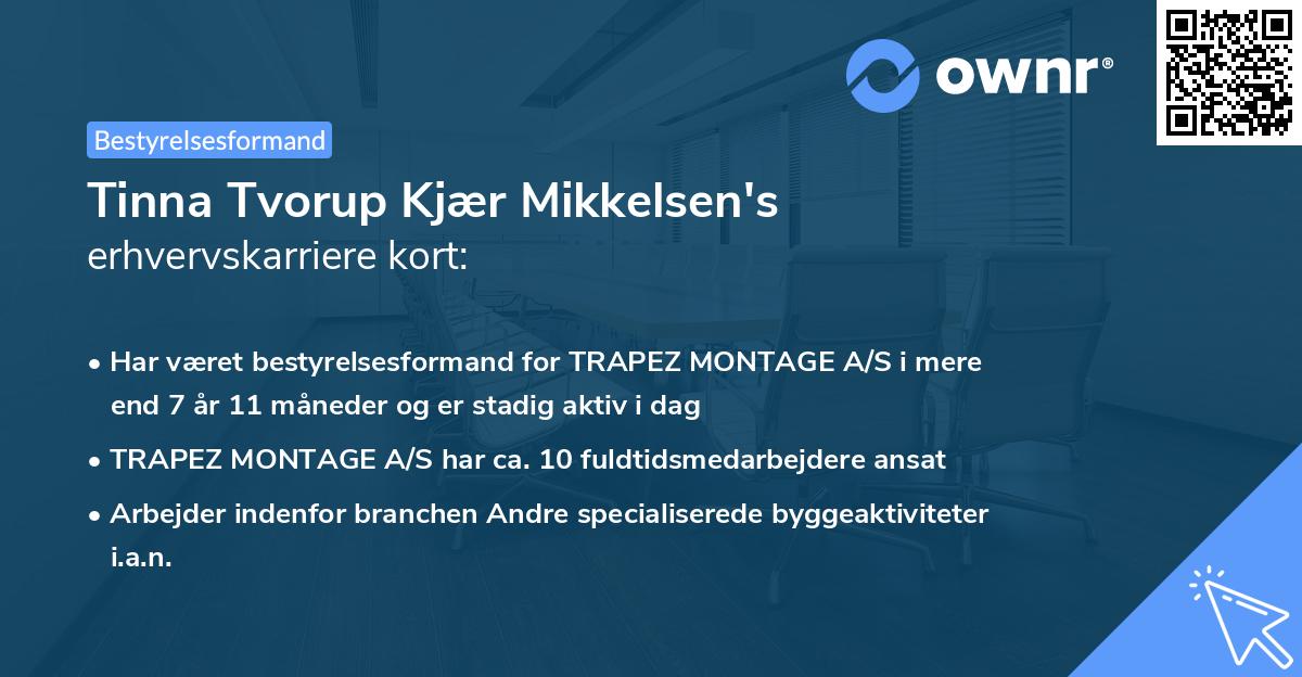 Tinna Tvorup Kjær Mikkelsen's erhvervskarriere kort