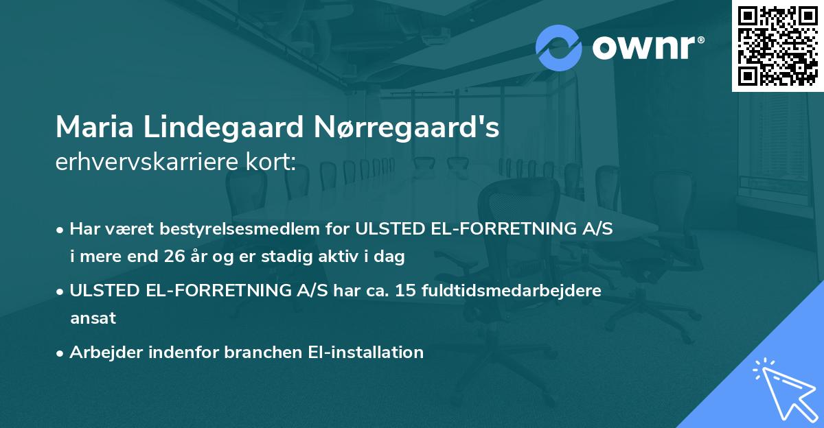Maria Lindegaard Nørregaard's erhvervskarriere kort