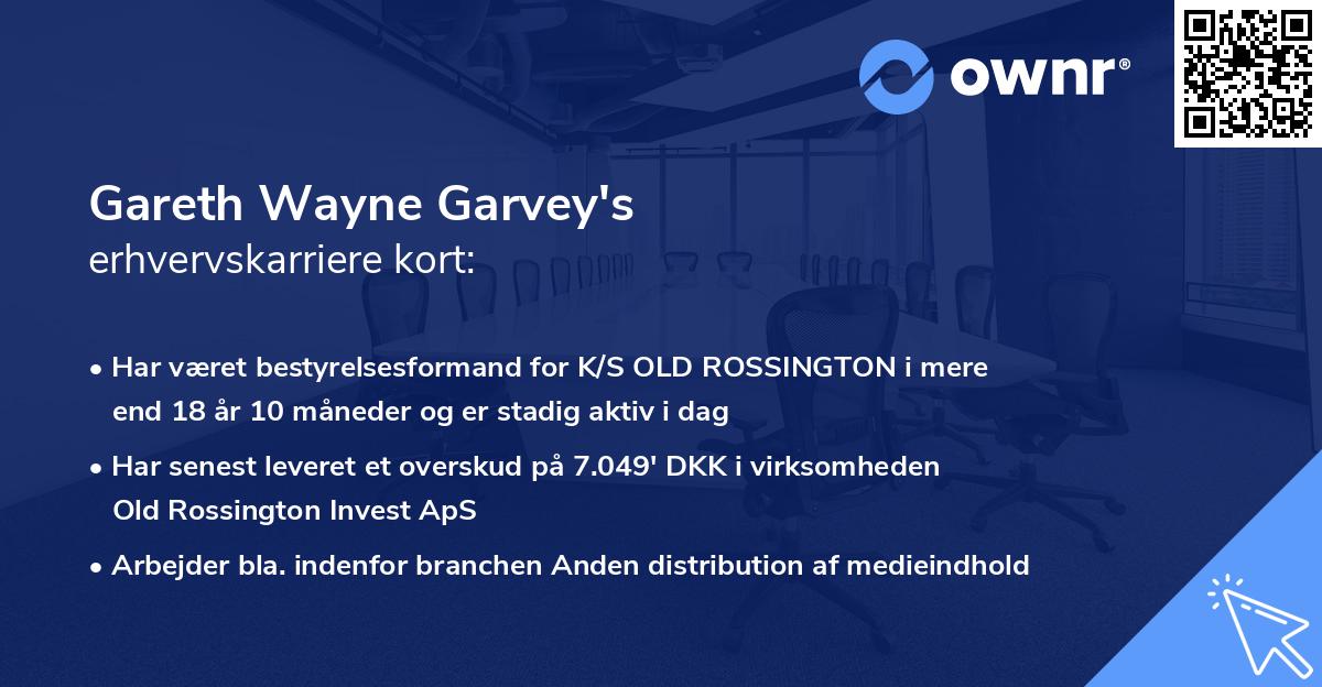 Gareth Wayne Garvey's erhvervskarriere kort